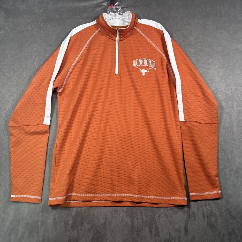 Texas Longhorns Rivalry Threads Mens Orange 1/4 Zip Long Sleeve Pullover L